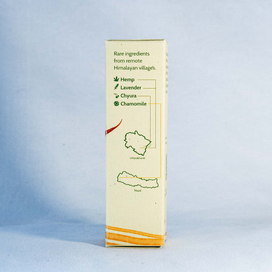 Product packaging with ingredients by a trending Indian skincare brand called Shrot listed on a light blue background