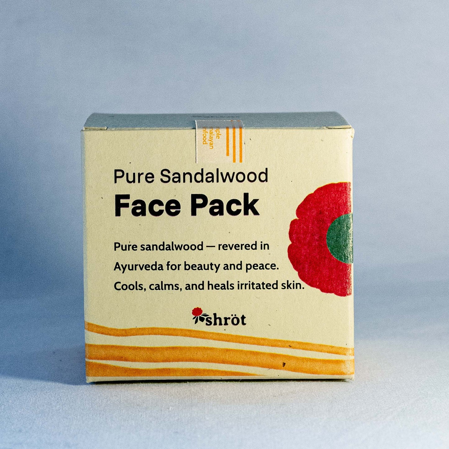 Box of Pure Sandalwood Face Pack Shrot Natural beauty products with branding on a gray background