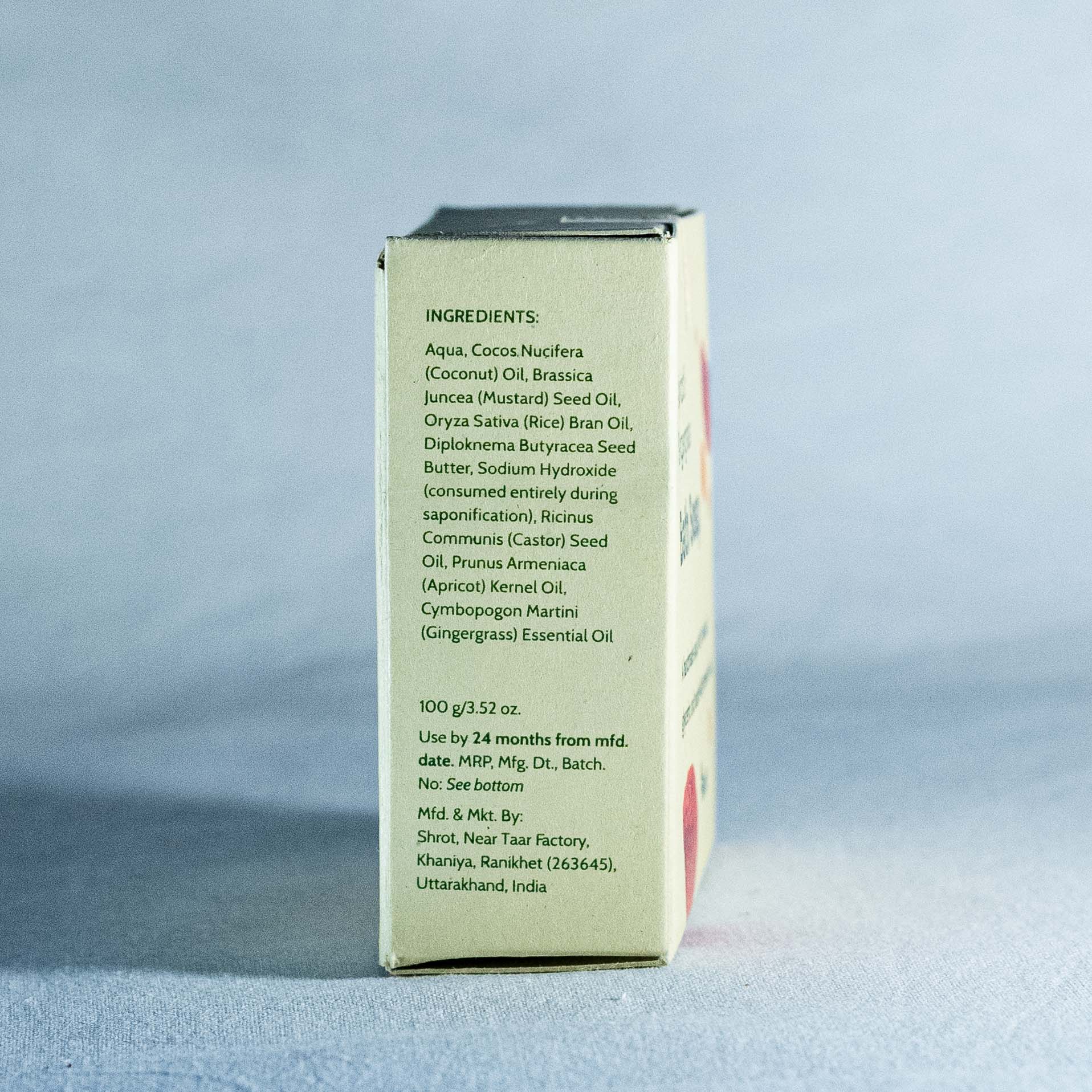 Box with ingredient list on a gray background
